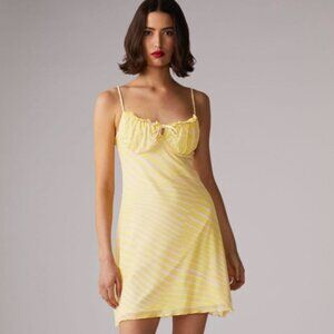 Fiorucci Wave Print Balconette Mini Dress Yellow - Small